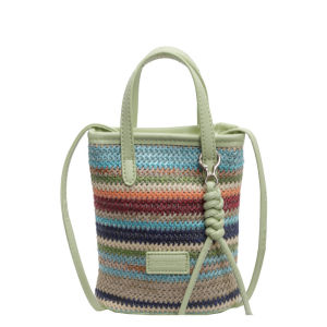 กระเป๋าใส่มือถือสะพายข้างแบบสานลายทางสีรุ้ง กระเป๋าใส่โทรศัพท์มือถือแบบสะพายข้างสีสันสดใสสำหรับฤดูร้อน