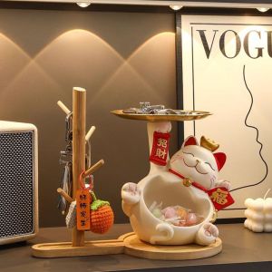 招财猫入户门口玄关鞋柜钥匙收纳装饰品摆件客厅家居乔迁新居礼品Zhaocai Cats Entrance Entrance Entrance Entrance Shoe Cabinet Key Storage Decorations Decorations Ornaments Living Room Home Furnishings Relocation New Residence Gifts