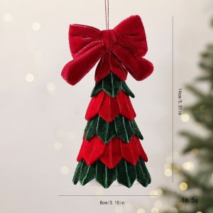 SPARAK Nơ nhung Đồ trang trí cây thông Noel Đỏ Tự làm  dây chuyền hình cây 3D nhỏ Tinh tế Làm thủ công Trang trí bàn ăn trong dịp lễ dùng để trang trí bàn tiệc tại nhà.