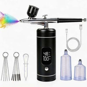 ANANAA Màn hình LCD Bộ dụng cụ phun sơn kèm máy nén khí Đa chức năng Có thể sạc lại Thiết bị làm đẹp  Thiết bị cầm tay Máy phun sơn không dây trang trí móng tay Dùng cho dưỡng ẩm/Trang trí móng tay/Vẽ tranh v.v.