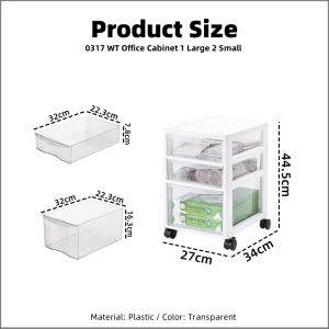 【i.Rumah】Multipurpose Trolley Plastic Clear Drawer Storage Cabinet Removable With Wheels