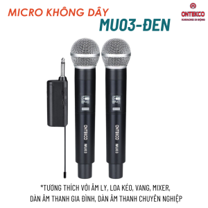 Bộ micro không dây pin sạc ontekco mu03  mu03 pro chống hú cao cấp đa năng dùng cho mọi âm ly loa kéo vang...