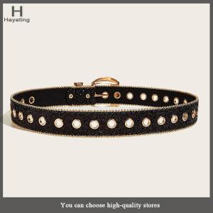 Hayating Goth Punk Womens Belt Fashion Rhinestone Belt Girl Decorative Jeans Wide Belt Rock Men Women Fashion Belt