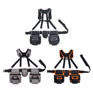 Ergonomic Work Tool Belt With Multi Pocket Storage Compartment Reinforced Padded Straps Adjustable Suspenders Tool Pouch