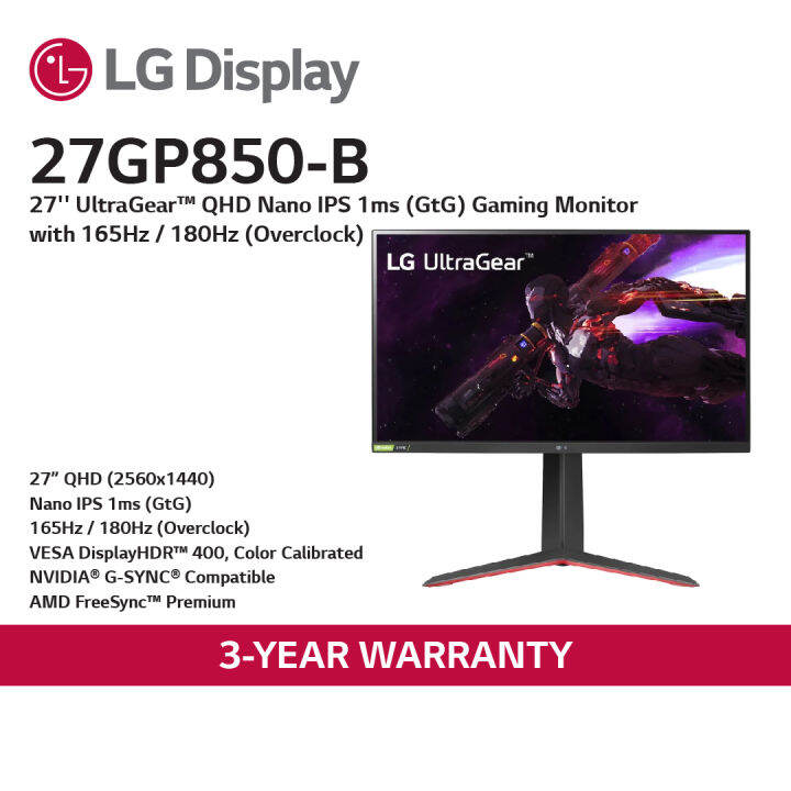 LG 27GP850-B UltraGear Monitor / 27 Inch / 2560 X 1440 Resolution / AMD ...