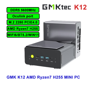 GMK K11/K12 AMD Ryzen™9 8945HS/7 H255 Radeon™780M DDR5 5600Mhz PCIE4.0 4Screen Oculink SPT EGPU WIFI6/BT5.2 Windows11 Gaming MINI PC