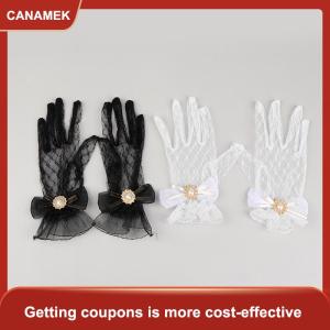 【CANAMEK】 Cô Gái Lolita lưới cung hoa ren Găng tay đen trắng ren găng tay Lolita ren tay áo Cosplay đồ trang sức
