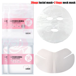 500/100pcs Disposable Plastic Film Full Face Cleaner Mask Neck Stickers Paper Transparent Masks Wrap Facial Beauty Makeup Tools