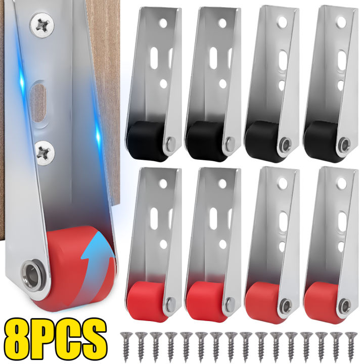 8PCS Caster Wheels Bracket Directional Wheel Sliding Door Roller Pulley