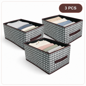 【Rainbow Culture】 Foldable Houndstooth Clothes Storage Box / Underwear & Pants Organiser / Stackable Closet Storage