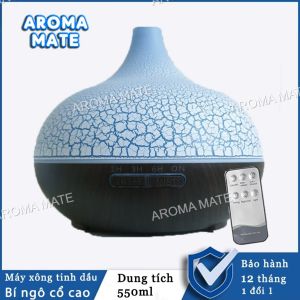 Máy Xông Tinh Dầu Bí Ngô Cổ Cao Vân Rạn cỡ lớn 550ml kèm Remote điều khiển AROMA MATE