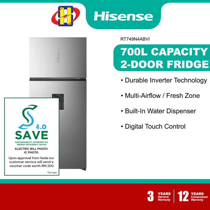 (Save 4.0) Hisense Refrigerator (700L) Durable Inverter Super Freeze