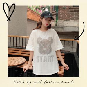 QKKshop โอ๊ยยปังไม่ไหว อยากน่ารักแบบสาวเกาหลี ต้องใส่รุ่นนี้เลยจ้า น่ารักมาก เสื้อยืดสกรีนลายหมี และ สกรีนลายอักษรภาษาอังกฤษเริสๆ