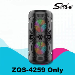 ZQS 4259 Dual 4" 12W Bluetooth Speaker Super Bass KTV Karaoke Trolley Wireless Speaker with LED MIC