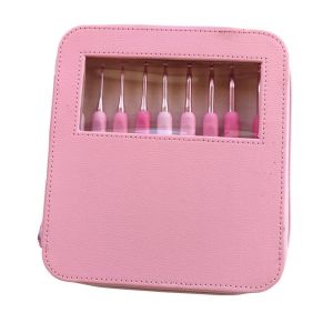 9Pcs Ergonomic Hakpen Crochet Set Hakpen handle Karet Grip Crochet Hook Set with Pink Case Knitting Needles 2mm-6mm Jarum Rajut Hakpen