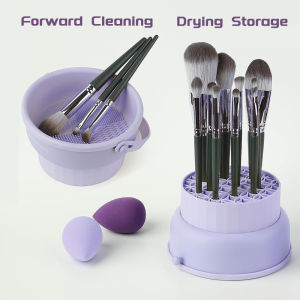 3 in 1Makeup Brush Cleaning Bowl Cleaning Pad Powder Puff Beauty Tool Clean Drying Storage