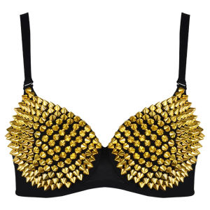 Bra Steampunk Accessories Rivet Bar Corset Silver Push Up Bustier Top Women Clubwear Hot Lingerie Female Underwear