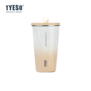 Tyeso 600ml Straw Cup Thermal Tumbler Flask Coffee Cup Thermal Vacuum Stainless Steel Cup Car Cup