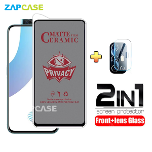 PAKET 2in1 Anti Gores Layar Privacy Vivo V17 Pro Free Tempered Glass Camera Lens