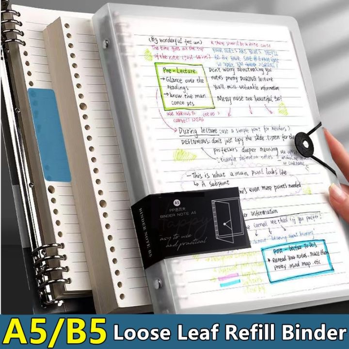 A5 Refillable Plastic Cover Notebook Loose Leaf B5 Stationery 60 sheets Big Binder Notebook