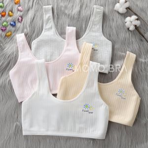 MOMO Student Breathable Sports Bra Baby Bra Children Bra Pure Cotton Tank Top Underwear Girl Training Bra