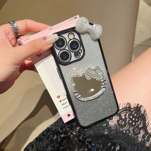 HONOR X6 X6b X7b X7c X7d X8 X8b X8c X9 X9a X9b X9c 70 90 200 400 Pro Smart Lite 4G 5Gcermin kitty reben sarung fon 2 in 1 gradient transparent shining diamond ribbon mirror phone case casing cover 手机壳