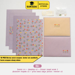12 PCS Kertas surat ucapan/ Letter set aesthetic/ kartu ucapan ulang tahun birthday korean