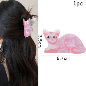 【♡Lovely girls house♡】กิ๊บติดผมอะคริลิคน้อยน่ารักสำหรับผู้หญิงกิ๊บติดผมขนแมวแบบตลกด้านหลังของศีรษะคลิปฉลาม