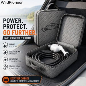 WildPioneer Ev Charger Storage Bag Felt Carry Case Large Capacity Waterproof Shockproof Fire Resistant