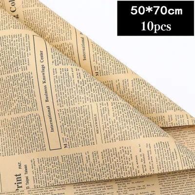 English Newspaper Embossed Paper Kraft Paper Colour Newspaper Bouquet Wrapping Paper 英文报包花纸 牛皮纸 压纹纸