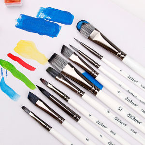10Pcs Paint Brushes Set Flat Round Pointed Tip Paintbrushes Nylon Hair Paint Brushes for Acrylic Oil Watercolor Face Nail Art Miniature Detailing & Rock Painting Drawing