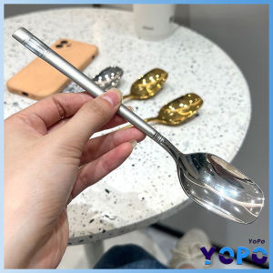 YoPo Spoon Long Frosted Handle Stainless Steel Spoon Kitchen Accessories