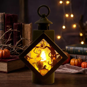 Halloween decoration diamond-shaped portable lantern candle light Halloween party atmosphere light window display props Halloween ornaments