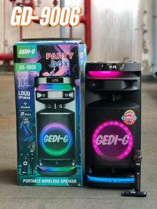 ลำโพงบลูทูธ รุ่น GD-9006 ฟรีไมค์ลอย1ตัว/รีโมท1ตัว ดอก10นิ้ว เสียงเบสแน่น รองรับAUX TF USB เสียบไมค์เพิ่มได้ 2ตัว เสียบกีต้าเล่นได้1ตัว  มีล้อลาก ลำโพงพร้อมไมค์ร้องเพลง ลำโพงบลูทูธ รุ่น GD-9006 ฟรีไมค์ลอย1ตัว/รีโมท1ตัว ดอก10นิ้ว เสียงเบสแน่น รองรับAUX TF