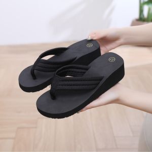 Free Shipping New Thick-Soled Flip-Flops Korean-Style Fashionable Summer Beach Sandals With Non-Slip Fabric Straps WomenS Sandals