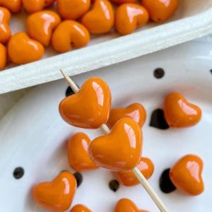 W5YR 20Pcs/Lot 17mm Loose Spacer Beads 2.5mm Aperture Acrylic Heart Shape Beads Versatile Smooth Surface Handmade Accessory Beads Handmade Crafts Making
