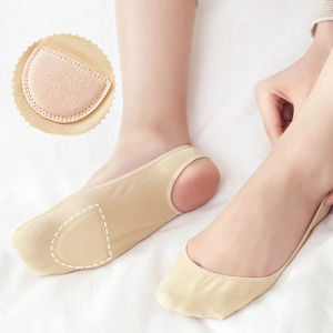 Tất hài nữ siêu Viscose mỏng miếng lót bàn chân trước vớ tàng hình chống trượt rỗng nông