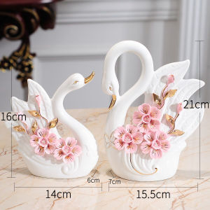 (2Pcs)Ceramic Couple Swan Ornaments High Quality Home Decorations Friend Wedding Gift