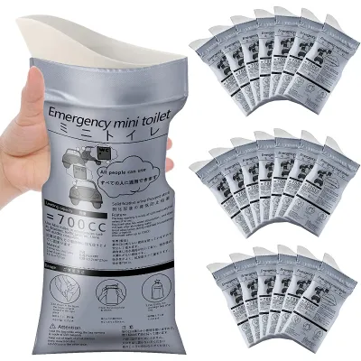 6pcs/box Emergency Portable Urine Bag Emergency Pee Bag Leak-proof and Eco-friendly Unisex Large Capacity (700cc)
