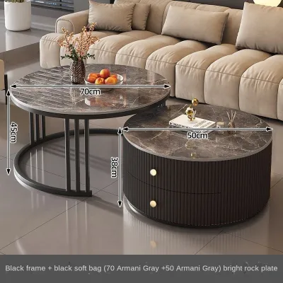 Sintered Stone Coffee Table/Light Luxury Marble Coffee Table/Simple Marble Coffee Table/Round Tea Table