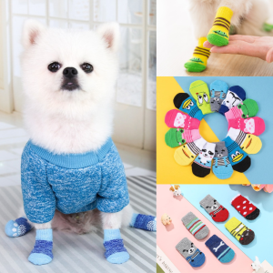 4Pcs Dog Socks Cute Pet cat Anti-Slip socks