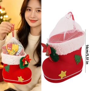 Christmas Boots Candy Bag Hanging Storage Pouch Creative Christmas Gift Bag Candy Socks Christmas Decoration
