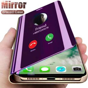 For ViVo Y20S Y12S Y20i 2021 Y30 Y50 Y19 Y12 Y15 Y17 Y81/Y85/Y91/Y95 Shell Luxury Clear View Mirror Phone Case Flip Leather Stand Cover