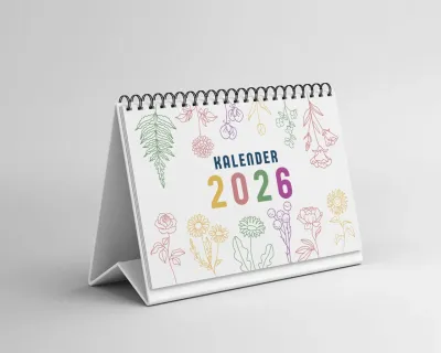 Kalender Meja Tahun 2026 ukuran A5 (148 x 21 cm) Kalender meja Kantor & Kelas Sekolah