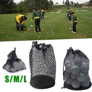 ZIAAN Golf Accessories for Gym 16/32/56 Ball Sports Mesh Net Nylon Black Golf Mesh Bag Golf Ball Bags Golf Storege Bag Drawstring Pouch