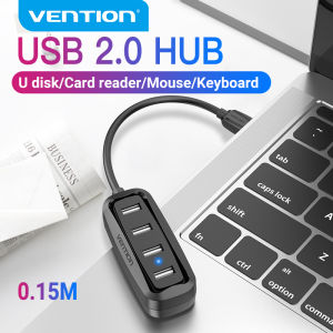 Vention USB Port HUB Multiple USB 2.0 Hub 4 Port PC USB Switch Splitter with LED Indicator USB Hub Adapter for laptop PC Computer Tablet Hub Multi USB 2.0 HUB Multi USB HUB USB Port HUB Extension High Speed
