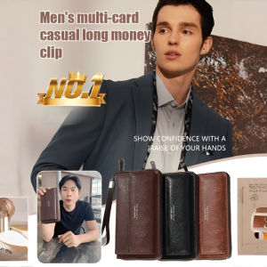 Mens large capacity multicard slot long money clip leisure cell phone coin purse大容量手拿包