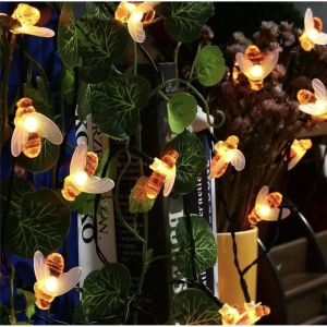 ✅AMZ Solar Powered Cute Honey Bee LED String Fairy Light 20LED/30LED Outdoor Garden Fence Patio