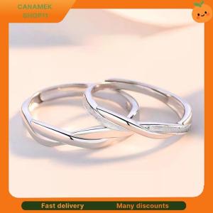 ❣️❣️❣️ Fashion Couple Rings Set Silver Color Simple Opening Adjustable Finger Ring Light Luxury Jewelry For Women Men Anniversary Gift
