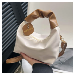 Womens Fashionable Solid Color Pleated Handbag Single Shoulder Crossbody Small Square Bag